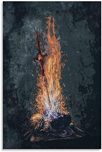 XXJDSK Poster Kunstdrucke Bonfire Dark Souls Poster, dekorative Wohnzimmer-Schlafzimmer-Malerei 60X90cm Kein Rahmen