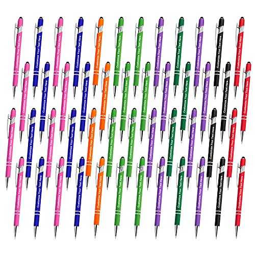 Qingxily Personalisiert Kugelschreiber mit Gravur Hochwertig Personalisierter Metall Stylus Stift Soft-Touch-Kugelschreiber mit Namen Für Mädchen Männer Vielschreiber Schule Büro-48 Stück