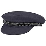 HAMMABURG Elbsegler Mütze Blau für Herren | traditionelle Kapitänsmütze mit Innenfutter | Matrosenmütze aus Tuch | Größe S 55 cm | Schirmmütze mit Kordel, kurzem Visor und schwarzen Knöpfen