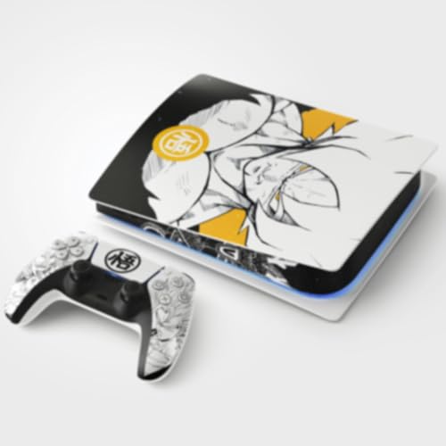 PS5 Saiyan Sticker, Aufkleber für Playstation 5 Konsole und Controller, Disc Standard Edition, DBZ PS5 Skin (2 Controller)
