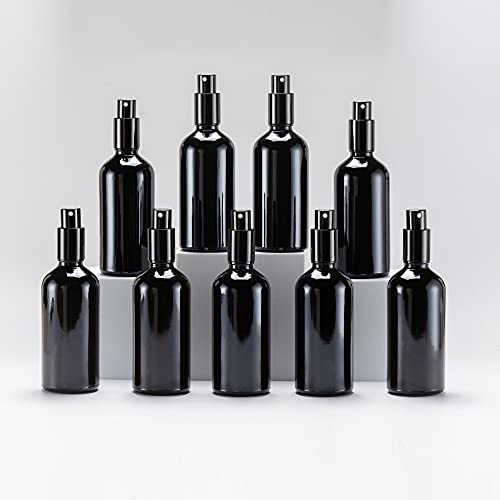 Yizhao 100 ml Sprühflasche aus schwarzem Glas für ätherische Öle, kleine leere feine Nebel Sprühflasche, für Reinigung, Aromatherapie, Kosmetiksprays, Haare, 9 Stück