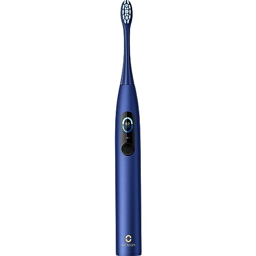Oclean X Pro Electric Toothbrush with LCD Touch Screen, IPX7 Waterproof Toothbrush 42,000 VPM Deep Cleaning, 3D Dupont Brush Head, Sonic Toothbrushes Smart Timer- Blue