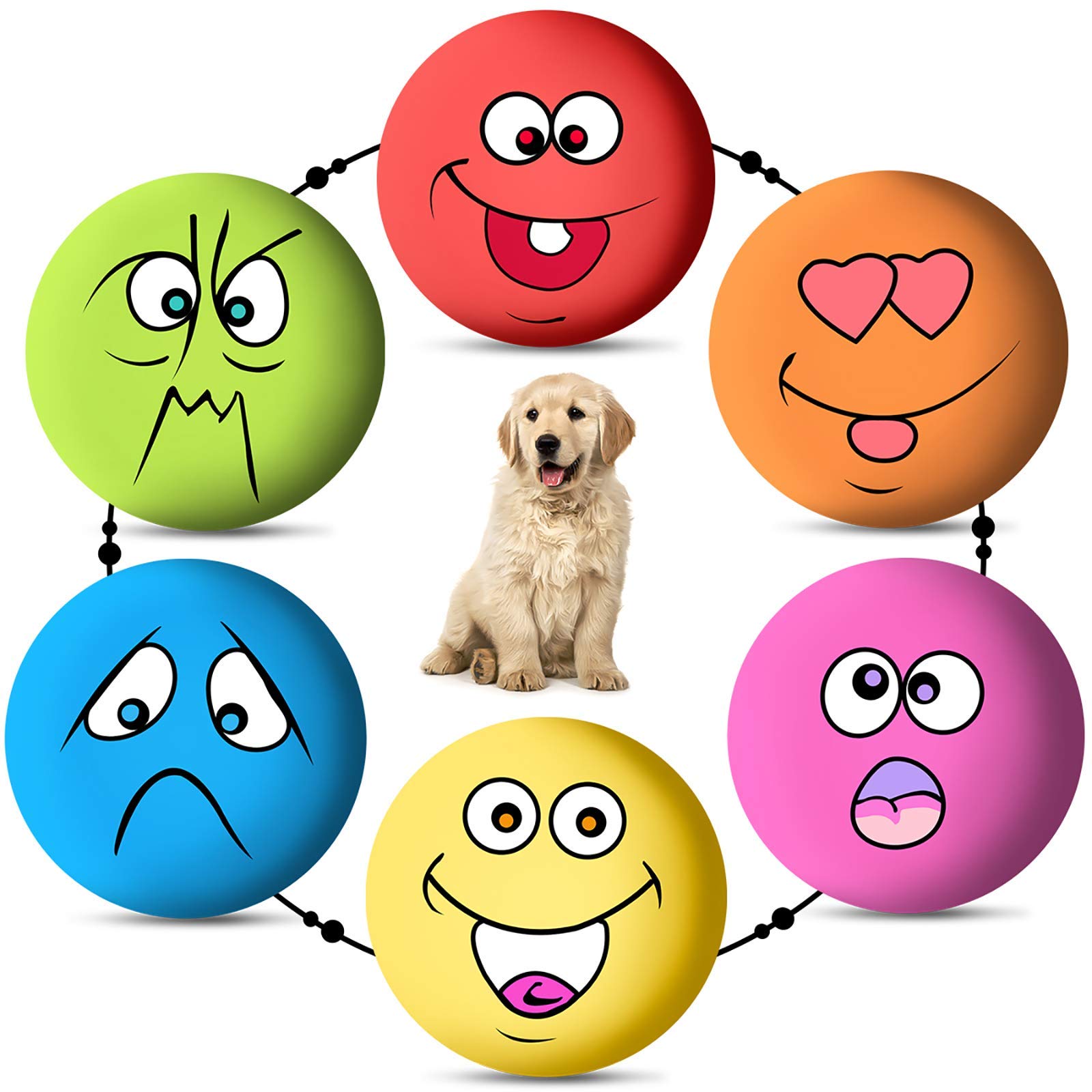 Rehomy Quietschbälle für Hunde, aus Gummi,weich, federnd, Kauspielzeug für kleine, mittelgroße Haustiere, Hunde, Katzen, 6 Stück