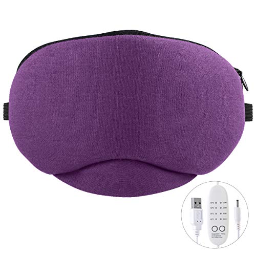 Eurobuy USB-Wärme-Augenmaske,Spa,Komfort-Dämpf-Schlafbrille für trockene geschwollene Augen,dunkle Kreise für Schlaf überall,zu Hause,Reisen,4-stufige Temperatur,3 Timing
