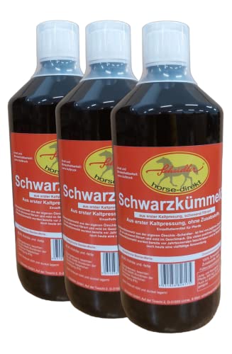 Horse-Direkt Schwarzkümmelöl 3 x 1L, original ägyptisch, kaltgepresst, Pferde, Hunde