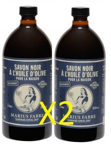 Marius Fabre Savon de Marseille - Schwarze Olivenöl-Seife 1L - 2er Pack (2 x 1L)