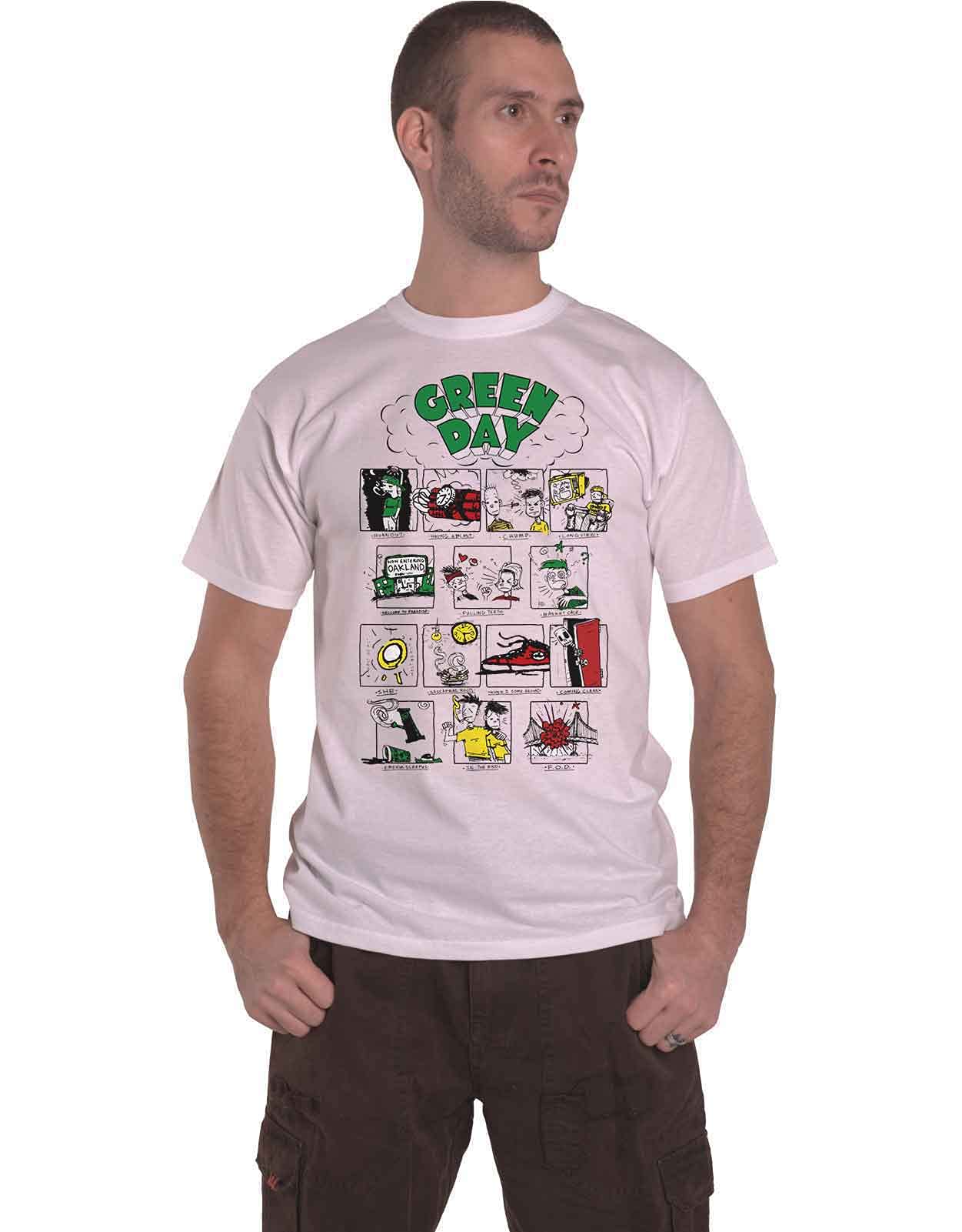 Green Day T Shirt American Idiot Band Logo Grenade Nue offiziell Herren Weiß M