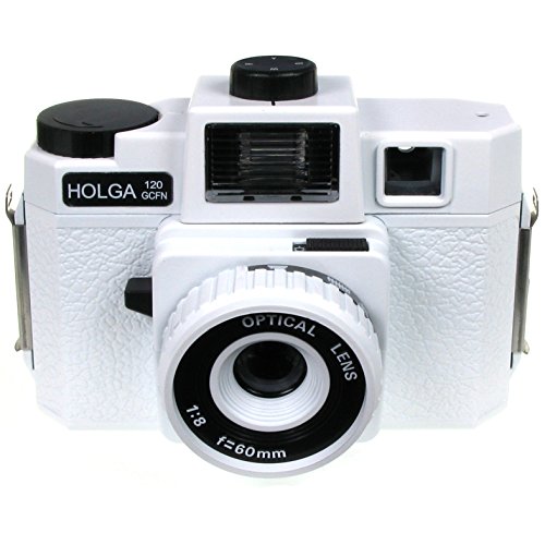 Holga 120 Glasobjektiv-Kamera mit Farbblitz (weiß)