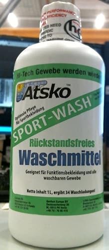Sno Seal Sport Wash (Atsko) - Outdoor-Sport-Waschmittel für Funktionsbekleidung - DER Klassiker - 1 Liter