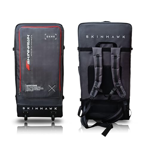 Skinhawk SUP Board Tasche, Robuster Rucksack mit Rollen, Reißfestes 1680D Gewebe, Verstellbare Riemen mit stabilem Reißverschluss