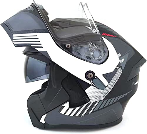 Klapphelm Motorradhelm Integrierter Bluetooth-Helm DOT/ECE Genehmigt Motorrad Full Face Helm Rollerhelm Doppelspiegel Sturzhelm für Damen Herren,für Automatische Reaktion (Color : E, Size : 2XL=63-6