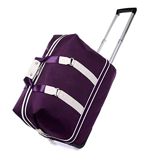 ZHANGQIANG Damen-Trolleytaschen mit Rollen, große Damen-Handgepäck-Reisetasche, doppellagig, hohe Kapazität, mehrere Farbauswahl (Farbe: Lila, Größe: 42 x 20 x 52 cm), doppelter Komfort