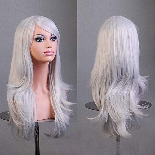 Günstige 70Cm 27 '' Lange Gewellte Anime Cosplay Perücken Gefälschte Hitzebeständige Synthetische Haare Schwarz Blau Blond Gewellt Perücken + Perücken Cap One Size 3