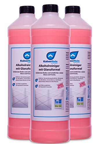 KaiserRein Profi Alkoholreiniger mit Glanzformel 3 x 1 L 3 Liter Glanzreiniger schützt alle Böden & Materialien der perfekte Allzweck Oberflächenreiniger