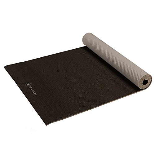 gaiam Yogamatte, einfarbig, für alle Arten von Yoga, Pilates und Bodenübungen (68 x 61 x 4 mm oder 6 mm dick), Granite Storm, 68" L x 24" W x 4mm Thick