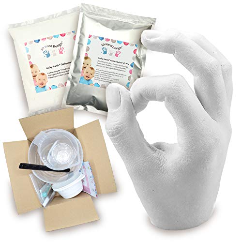 Lucky Hands® 3D Abformset mit Zubehör | Komplettset | Jugendliche & Erwachsene | Gipsabdruck, Handabdruck | Weihnachtsgeschenke für Mama, Papa, Oma (1 Modell)