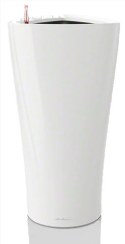 LECHUZA DELTA Premium 30, Weiß Hochglanz, Hochwertiger Kunststoff, Inkl. Bewässerungssystem, Herausnehmbarer Pflanzeinsatz, Für Innen- und Außenbereich, 15500