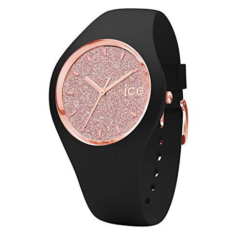 Ice-Watch - ICE glitter Black Rose-Gold - Women's wristwatch with silicon strap - 001353 (Medium)