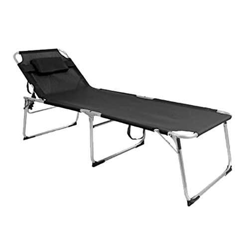 Mojawo XXL Gartenliege Sonnenliege Relaxliege Liege mit Kissen gepolstert klappbar schwarz L200xB70xH45/95cm