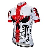 Weimostar Radfahren Jersey Männer Mountainbike Trikot Full Zip Fahrrad Shirt Laufende Top Road MTB Kleidung Schädel rot Größe XL