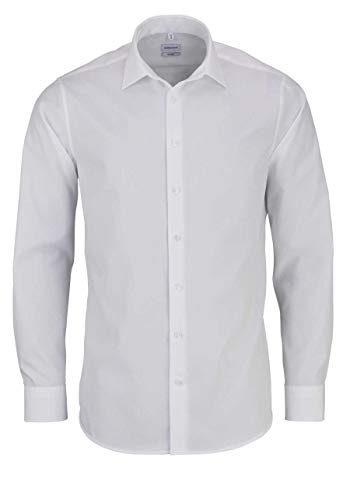 Seidensticker Herren Business Hemd Tailored Fit - Bügelfreies, schmales Hemd mit Kent-Kragen - Extra langer Arm - 100% Baumwolle, Weiß (weiß 01), 38 CM