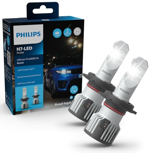 Philips Ultinon Pro6000 Boost H7-LED Scheinwerferlampe mit Straßenzulassung*, 300% helleres Licht**