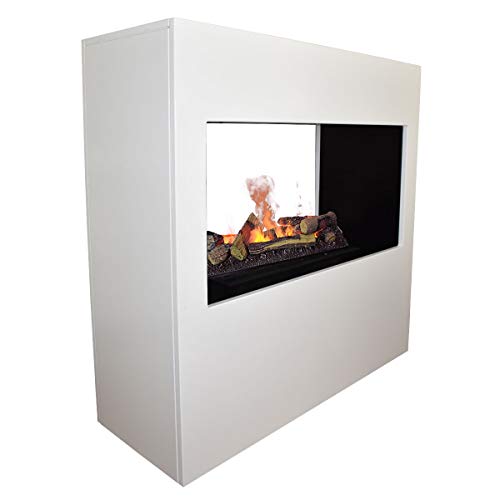 GLOW FIRE Goethe Elektrokamin Opti Myst 3D Wasserdampf Feuer, elektrischer Raumteiler Standkamin mit Fernbedienung, Tunnel Kamin | Regelbarer Flammeneffekt, 100 cm, Weiß (Opti-myst Cassette 600)