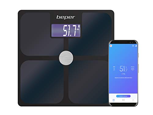 Beper P303BIP050 Impedanzwaage mit ScaleUp App, Bluetooth für iOS- Android, 21 Körperwerte, unbegrenzte Benutzer, statistische / historische Daten, 180 kg