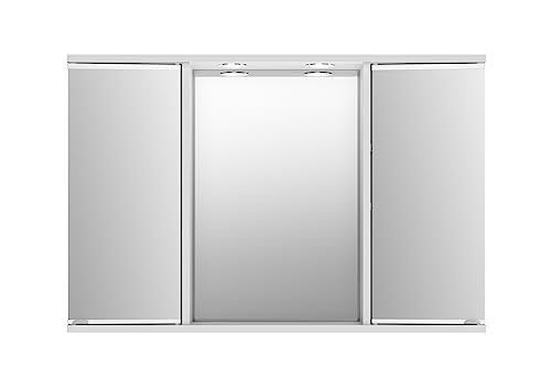 Jokey Spiegelschrank Kari 90 cm breit. Badezimmer Spiegelschrank mit LED Spots. 2-türig mit Türgriffe aus Kunststoff