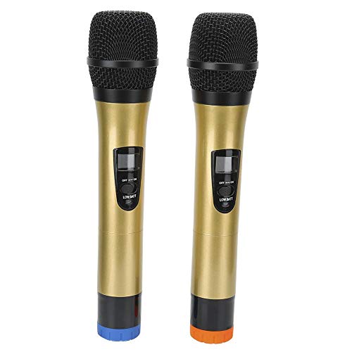 Drahtloses Mikrofonset, drahtloses UKW-Handmikrofon mit LED-Anzeige, 50 m Empfangsreichweite, Zweikanal-Karaoke-Mikrofon für Heimgesang, Partys, Reden, Business