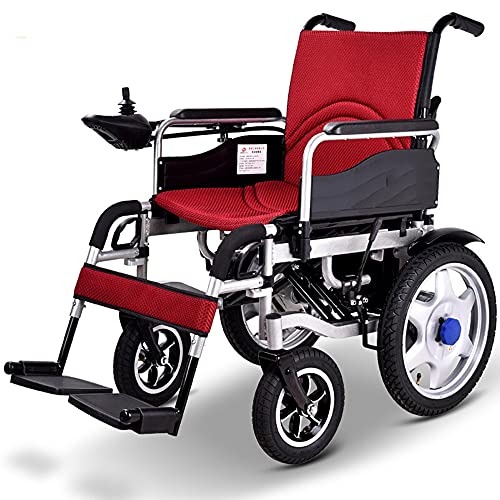 Elektrorollstuhl, Edelstahlrahmen, manuelles elektrisches Smart-Vierrad für ältere Menschen, Behindertenroller, großes Rad mit niedriger Rückenlehne/rot / 118×68×93cm
