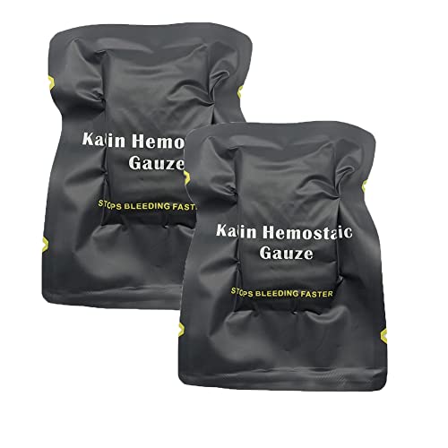 2er-Pack Erste-Hilfe-hämostatische Gaze, komprimierte sterile Gaze, medizinischer Notfallverband für Erste-Hilfe-Kits, hämostatische Kontrollbandage – 3,0" x 4,0 Yards