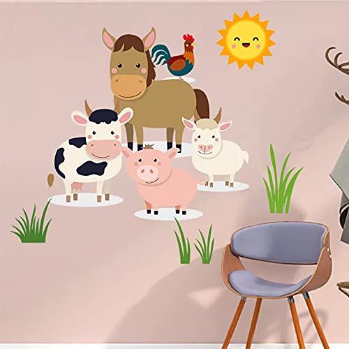 YUANCHENG Bauernhof Tiere Aufkleber Kinderzimmer Wandkunst Aufkleber Zimmer Wandtattoo Zimmerdekoration