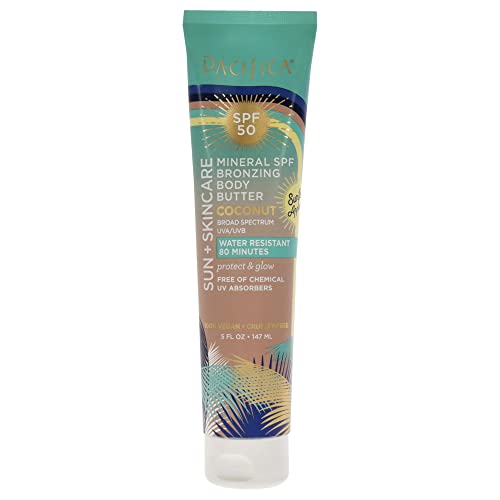 Pacifica Beauty Sun + Skincare Mineral SPF 50 Bronzing Body Butter, Kokosnuss, 150 ml