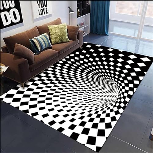 3D-Wirbel Schwindelteppiche rutschfeste Teppiche dreidimensionale visuelle Illusion Teppich Stereo Vision Matte Rechteck Teppich Zuhause Schlafzimmer Matte
