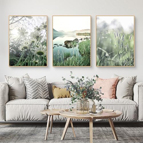 EXQUILEG 3-Piece Premium Poster Set,Aesthetic Wall Pictures,Beige Canvas Pictures Without Frame, Modern Pictures, Wall Decoration for Living Room, Canvas Art Poster (40x50cm)