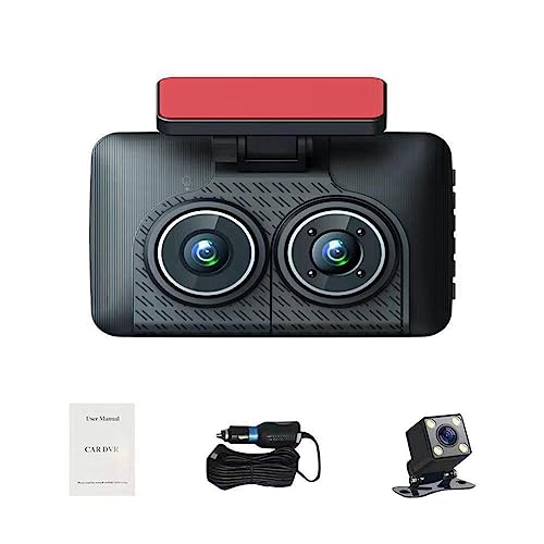 RIVNN 10,2 cm (4 Zoll) 1080P Dreiobjektiv-Auto-Recorder mit Parküberwachung, Backup-Video, Fahrkamera für Auto