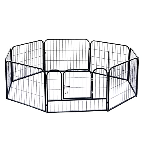 Hundelaufstall – Welpengehege für drinnen, zusammenklappbarer Laufkäfig, Metallzaun für Hunde, Katzen, drinnen/draußen, 8 Panel, schwarz (60 cm x 80 cm)