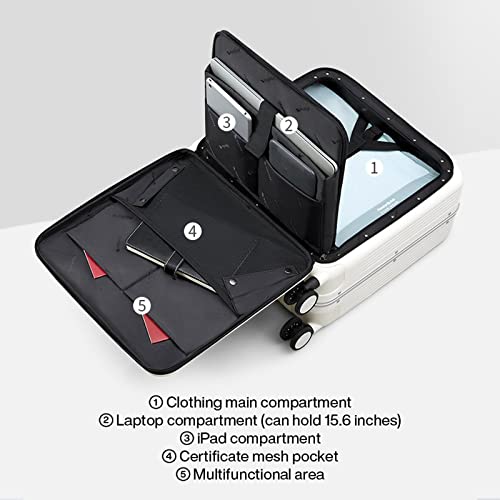SUICRA Gepäckgurt-Handgepäck Hanke Luggage Business Travel Suitcase Carry On Boarding Cabin Trolley Case PC Material Rolling Spinner Wheels (Color : Smoke White, Size : 20")