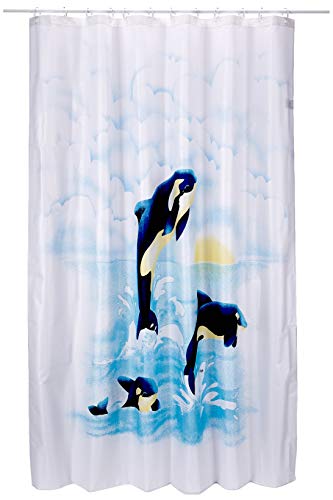 Spirella Vorhang Textil Orca Wasser 180 x 200 1231176, weiß, Estandar