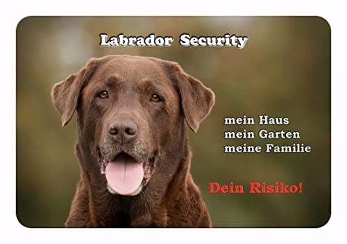 Merchandise for Fans Warnschild - Schild 30x40cm Motiv: Labrador Retriever Security (05)