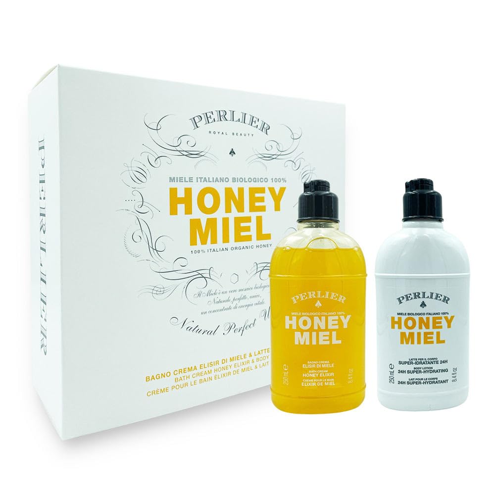 Perlier Honey Miel – Schatulle – Badecreme 250 ml + Körpermilch mit Feuchtigkeitsspender 250 ml