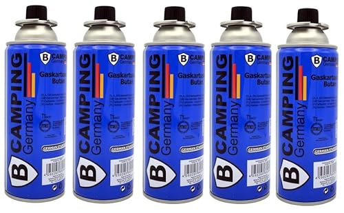 5x Gaskartuschen 227g BLAU + 3 GRATIS KARABINERHAKEN! Kartuschen für Butan Kocher, Gaskocher, Brenner, Gasbrenner, Unkrautbrenner, Unkrautvernichter