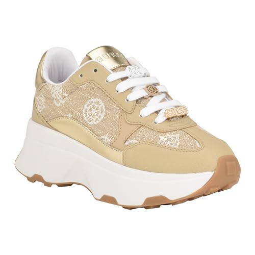 GUESS Damen Calebb Sneaker, Beige Multi 103, 40 EU