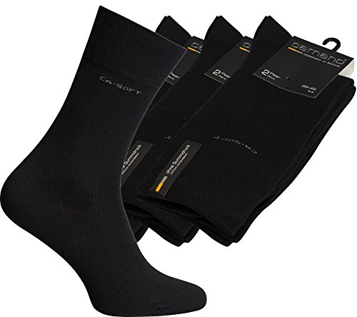 6er Pack camano Socken Strümpfe Business-Socken Schwarz 3642-05, Größenauswahl:39 - 42