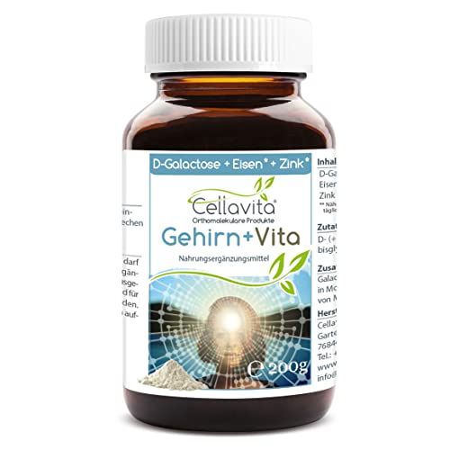 Cellavita Gehirn+ Vita mit D-Galactose, Eisen & Zink - Produkt für das Gehirn | (200g)