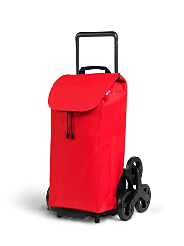 Gimi Tris Einkaufstrolley, wasserabweisende Tasche, 3-Rollen-System, Eco Verpackung, klappbares Gestell, Höchstlast: 30 kg, Rahmen: Stahl/Kunststoff, Einkaufstasche: Polyester, rot