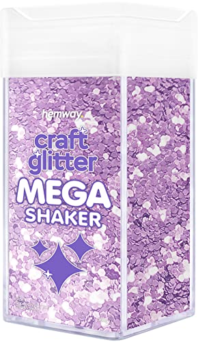 Hemway BULK Glitter 360g / 12.7oz MEGA Craft Shaker Glitter for Nails, Resin, Tumblers, Arts, Crafts, Painting, Festival, Cosmetic, Body - Super Chunky (1/8" 0.125" 3mm) - Lavender Purple