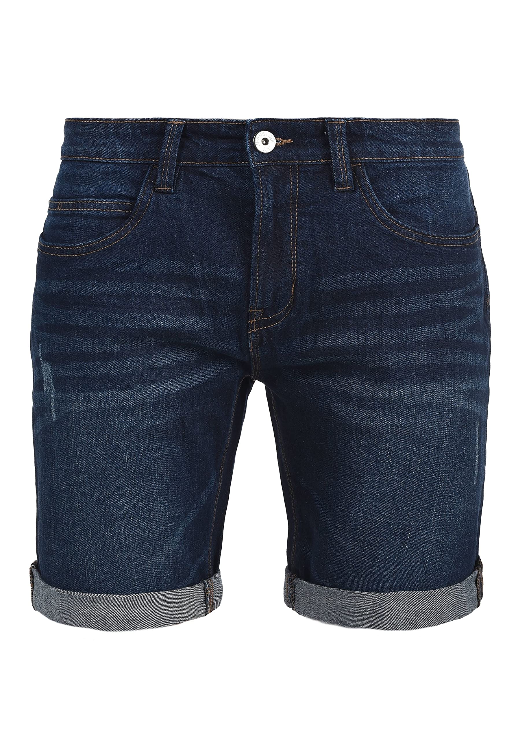 Indicode IDQuentin Herren Jeans Shorts Kurze Denim Hose im Destroyed-Optik mit Stretch, Größe:S, Farbe:Dark Blue (855)