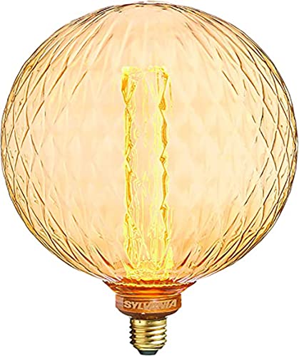 SYLVANIA Retro Vintage LED-Lampe, E27 Sockel, 2,5 Watt / 125 Lumen entspr. ca: 13 Watt, Candlelight (2000K), 25.000h Lebensdauer, Kugel Form, 125mm Durchmesser, 165mm Länge, getönter Kolben, 1er Pack